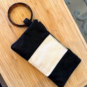 mudpie Chelsea Clutch Wristlet Purse with Bangle Black and Twill Inside Pocket